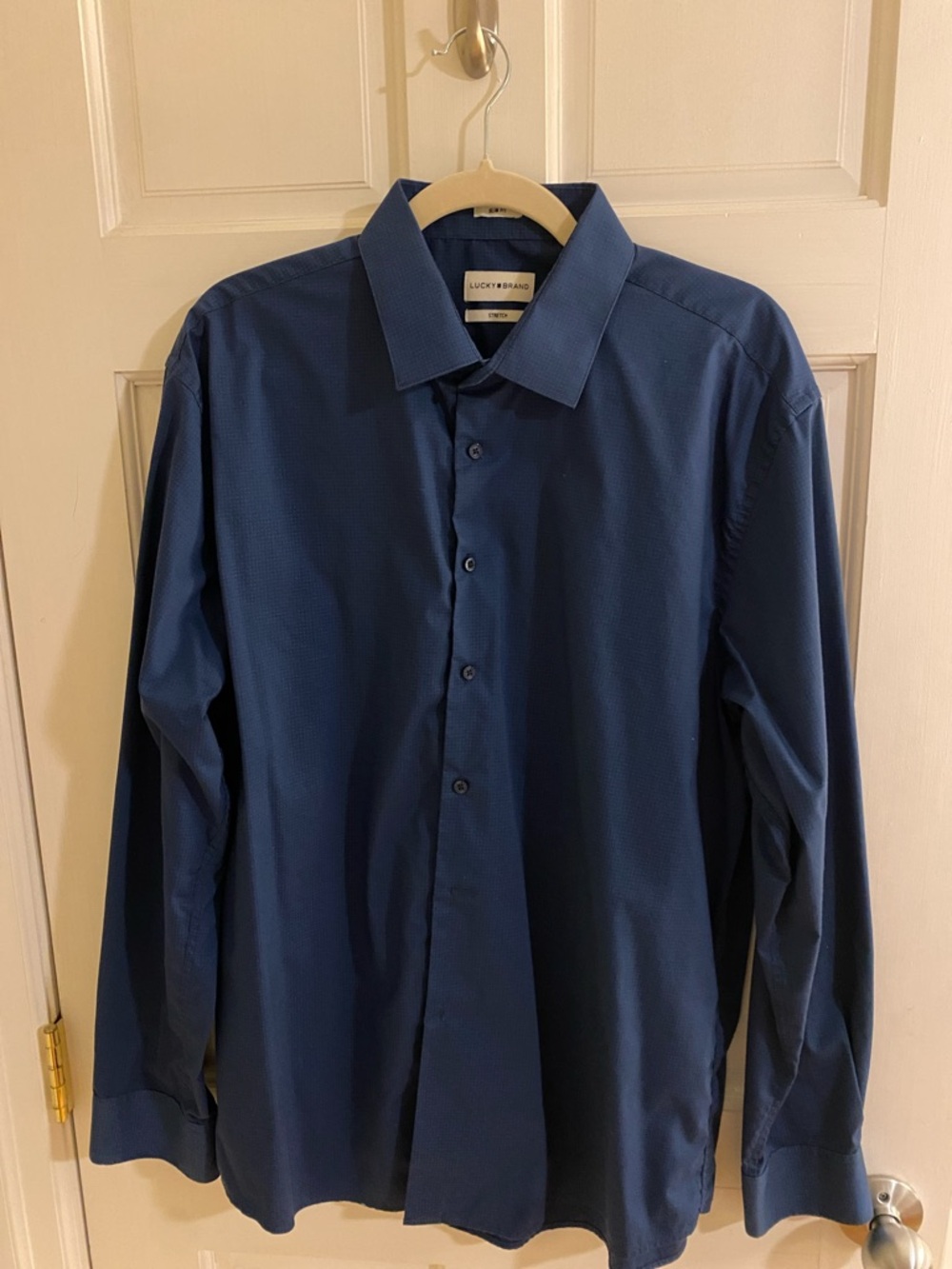 Lucky Brand Men's Dress Shirt - Deep Blue with Pattern